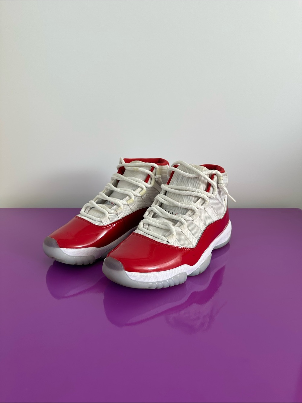 Nike Air Jordan 11’s — Size 9 — Red and White High-Top Sneakers